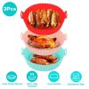 3Pcs Reusable Foldable Air Fryer Silicone Pot 464°F Heat Resistant Round Replacement of Parchment Liners 3 Food Grade Baking Basket Pans for 4+Quart A