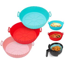 3Pcs Reusable Foldable Air Fryer Silicone Pot 464°F Heat Resistant Round Replacement of Parchment Liners 3 Food Grade Baking Basket Pans for 4+Quart A