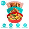 3Pcs Reusable Foldable Air Fryer Silicone Pot 464°F Heat Resistant Round Replacement of Parchment Liners 3 Food Grade Baking Basket Pans for 4+Quart A