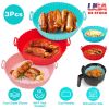 3Pcs Reusable Foldable Air Fryer Silicone Pot 464°F Heat Resistant Round Replacement of Parchment Liners 3 Food Grade Baking Basket Pans for 4+Quart A