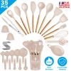 35Pcs Kitchen Cooking Utensils Set Spatula Set Baking Utensil Set Kitchen Accessories Necessities with Holder Egg Whisk Separator Tong Turner Spoons C